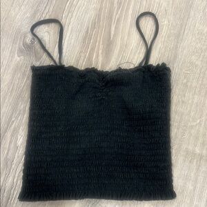 Black Ruched Crop Top